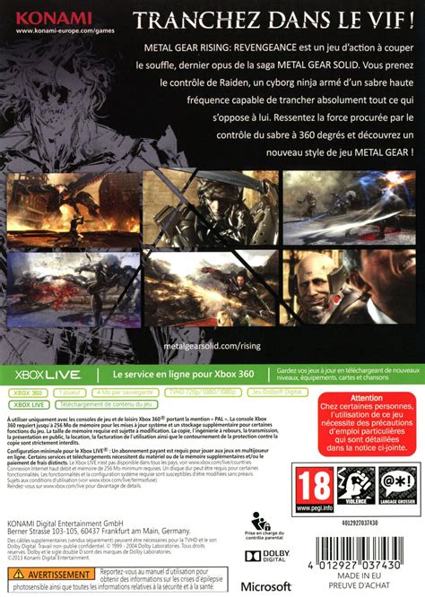 Jeux Vidéo Metal Gear Rising Revengeance Xbox 360 Doccasion