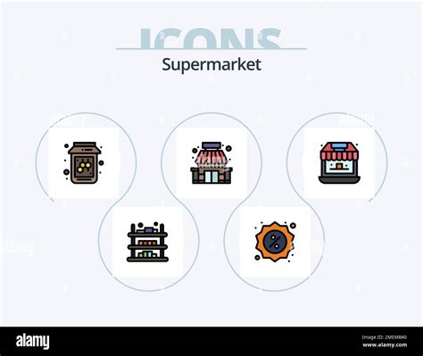 Supermarket Line Filled Icon Pack 5 Icon Design Flour Sack Flour