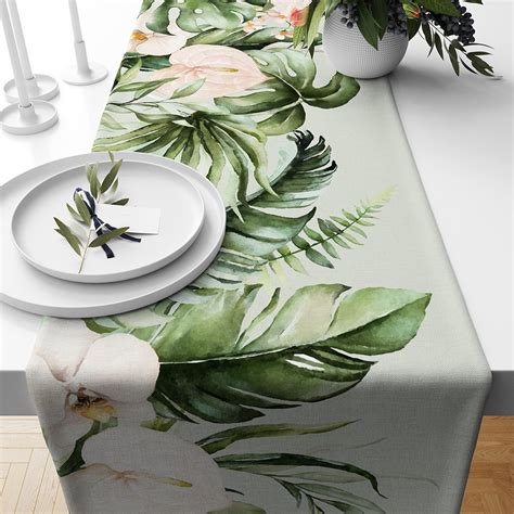 Jual Table Runner Taplak Meja Print Motif Daun Monstera Tropical Leaves