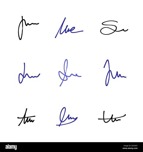 Handwriting Signature Set Vector Pack With Isolated Imaginary Personal