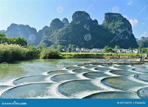 Waterfalls And Karst Landscape Of Mingshi Pastoral Scenic Area In China