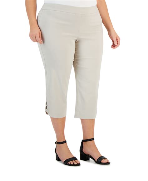 Jm Collection Plus Size Lattice Hem Capri Pants Created For Macys In