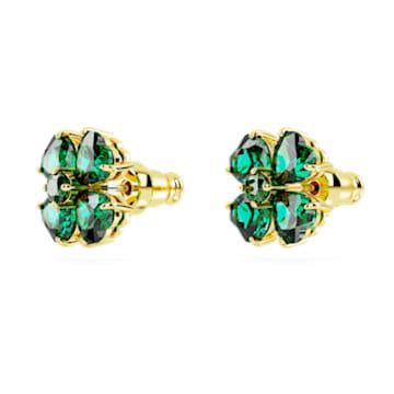 Idyllia Stud Earrings Clover Green Gold Tone Plated Swarovski