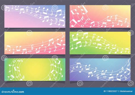 Colorful Music Banner Collection. Stave and Music Notes. Stock Vector ...