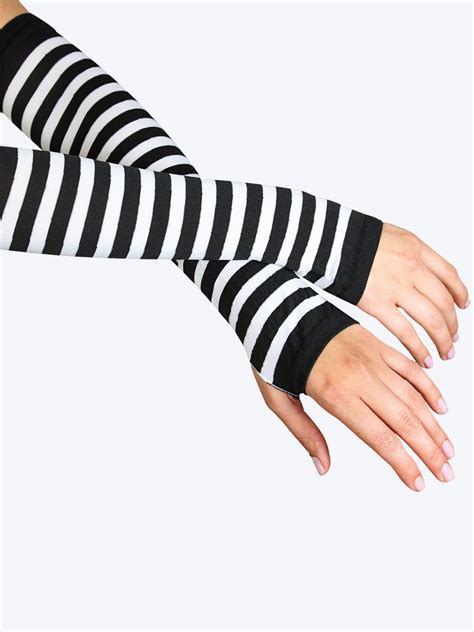 Black And White Striped Gloves Style No 2017 Striped Gloves Arm