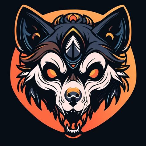 Iconos Retro De La Calavera Del Lobo Vector Premium