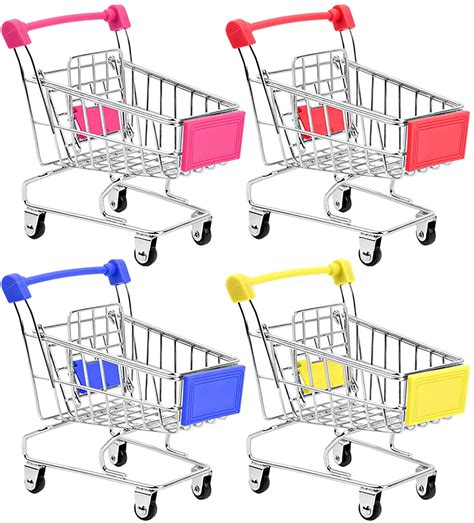 Mini Supermarket Handcart 4 Pcs Mini Shopping Cart Supermarket