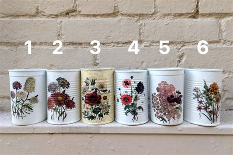 Decorated Tin Cans Decoupage With Wild Flowers Ornament Tin - Etsy