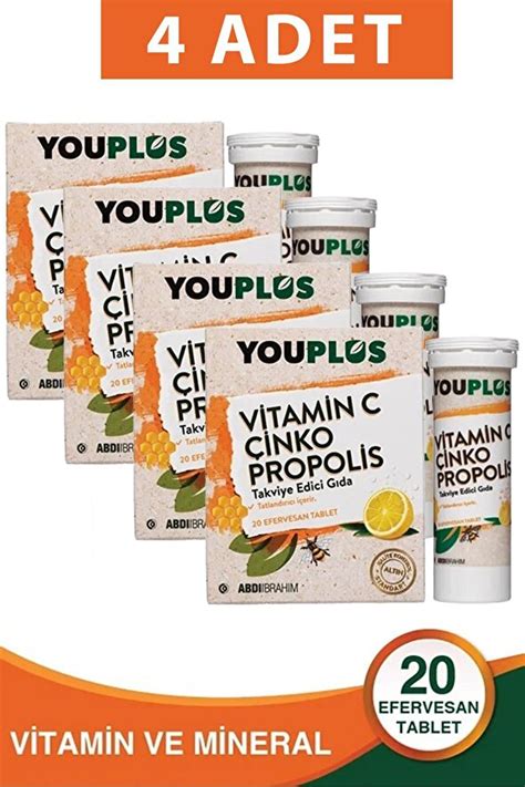 Youplus Vitamin C Çinko Propolis 20 Efervesan Tablet 4 Adet Fiyatları