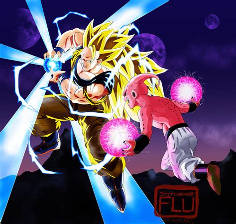 SSJ3 Goku vs Kid Buu by Stitchking83 on DeviantArt