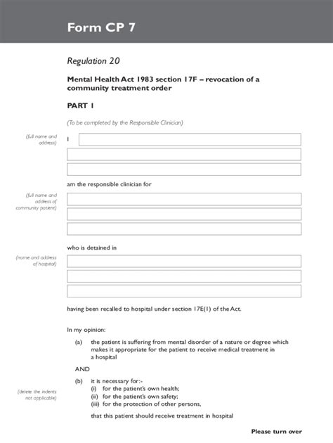 Fillable Online Mental Health Act Form Cp Form Fax Email Print