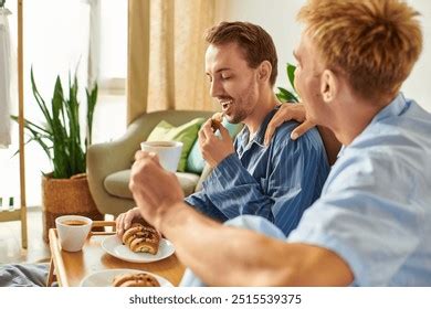 Joyful Morning Loving Gay Couple Shares Stock Photo Shutterstock