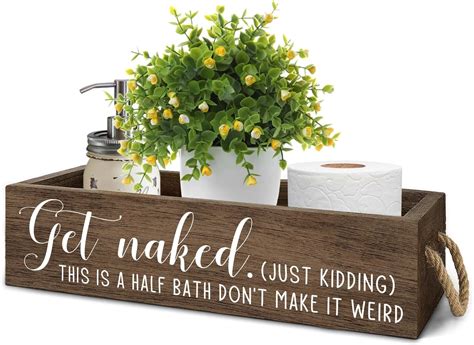 Amazon Ywkuiev Bathroom Toilet Paper Storage Basket Get Naked Funny Rustic Sign White