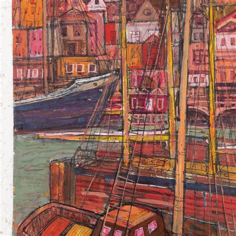 Martin Rosenthal Signed Harbor Scene Oil Painting