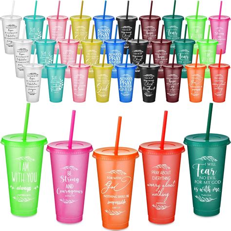 Havawish Christian T Bible Verse Tumbler Bulk 24 Oz Drinking Tumblers With Lids