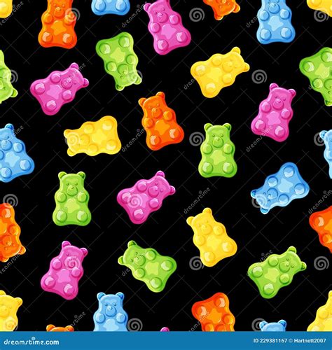 Colorful Gummy And Jelly Bears Fruit And Delicious Sweets Cartoon