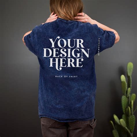 Colortone 1300 Navy Mockup Back C1300 Shirt Model Mock Up Oversized Tee