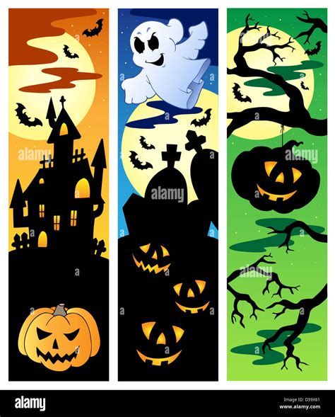 Halloween Banners Set 5 Color Illustration Stock Photo Alamy