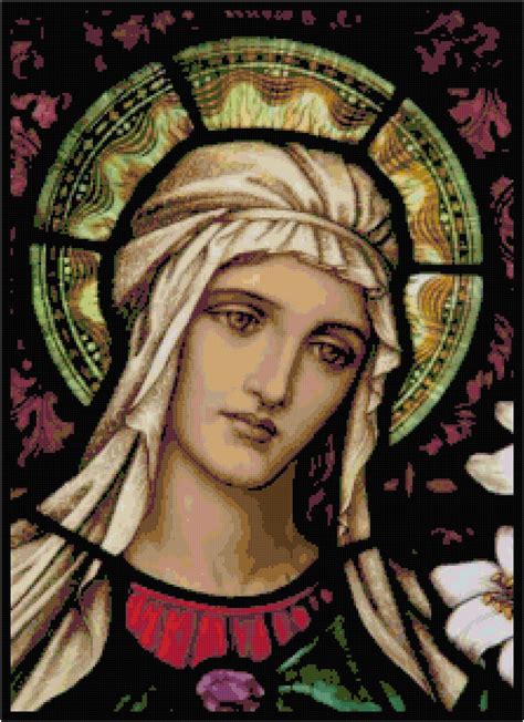 Virgin Mary In Stained Glass Pattern Chart Graph