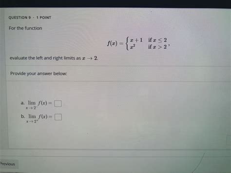 Solved Question 9 1 Point For The Function F X 5x 1 If X