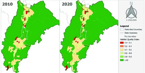 Habitat quality index maps of PL1 site for year 2010 and 2020 3.5