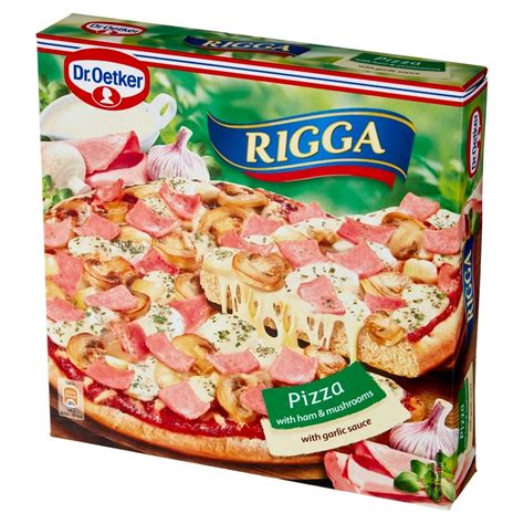 Dr Oetker Rigga Pizza z szynką i pieczarkami z sosem czosnkowym 270 g