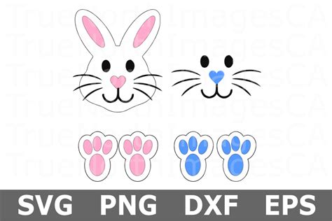 Bunny Face And Feet An Easter Svg Cut File