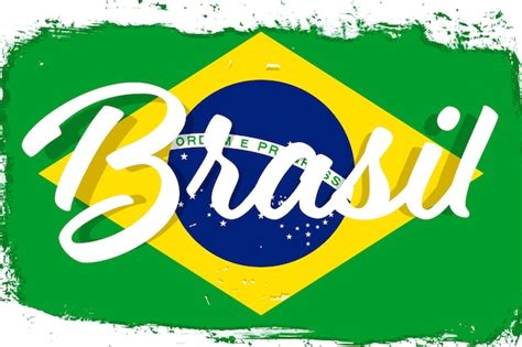 Bandera De Brasil Con Pincel Grunge Vector Premium