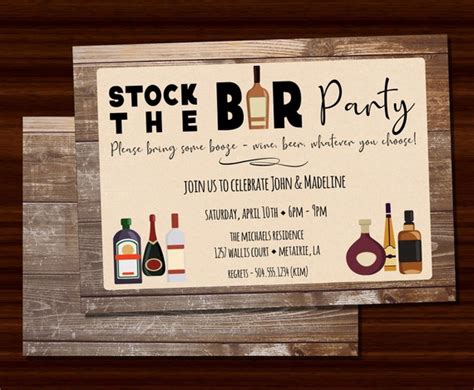 Stock The Bar Invitations Stock The Bar Party Invitations Etsy