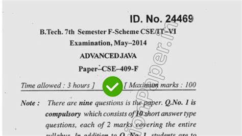 2014 Mdu Btech Cse 7th Sem Advance Java Question Paper Youtube