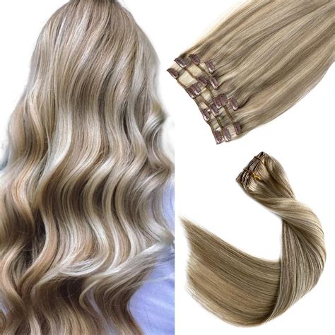 Extensiones De Cabello Humano Real Con Pinzas Color Rubio Ceniza