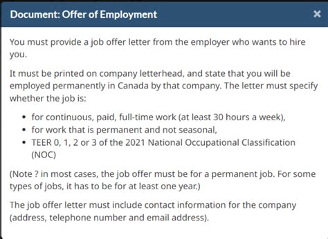 Employment Documents For Express Entry Offer Letter Records