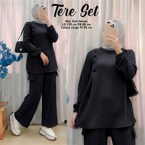 Jual Tere Set Cargo One Set Wanita Knit Hornet Premium Setelan Wanita