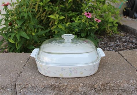 Vtg Corning Ware Pastel Bouquet L Casserole Dish W A B Lid