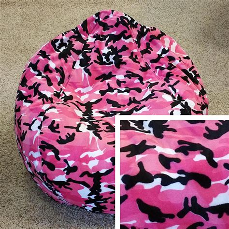 Medium Short Pile Faux Fur Bean Bag Chair - Pink Camouflage