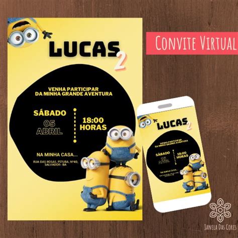 Convite Digital Minions Elo Produtos Especiais