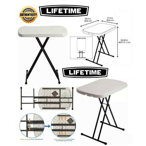Lifetime Adjustable Height Personal Folding Table 18x26” Shopee