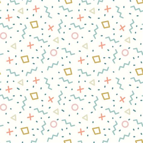 Retro Memphis Geometric Line Shapes Seamless Pattern 1255494 Vector Art