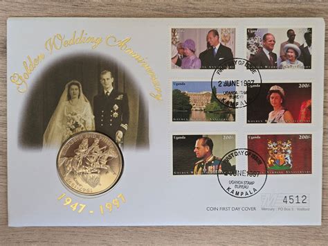 1997 Uganda Golden Wedding Anniversary 2000 Shillings Coin Cover