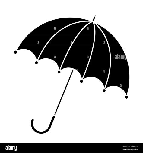 Umbrella Silhouette Isolated On White Black And White Open Parasol