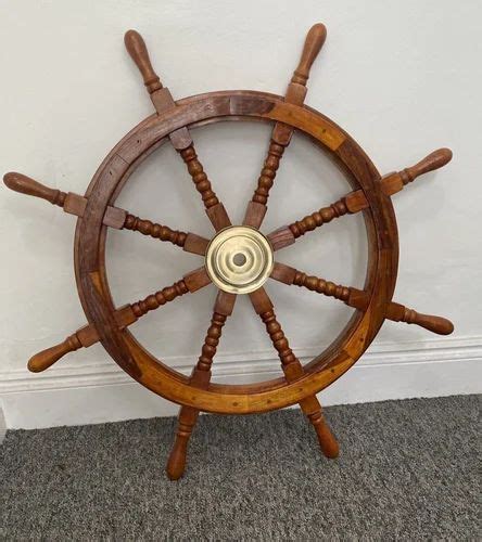 Inch Big Ship Steering Wheel Wooden Antique Teak Brass Nautical