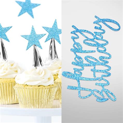 Izoel Sets Blue Cake Decoration Blue Cake Topper Happy Birthday