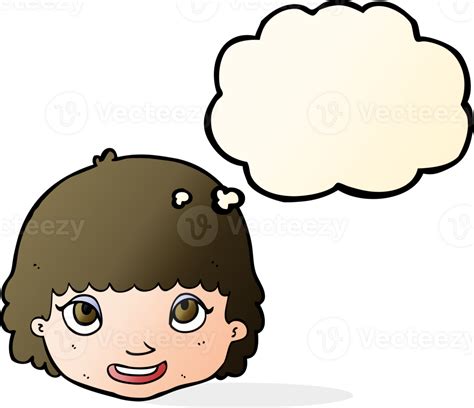 Cartoon Happy Female Face With Thought Bubble 44974838 Png