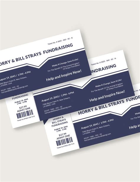 Printable Fundraiser Ticket Template In PSD Pages Illustrator Word