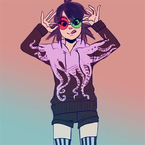 The Big Imageboard Tbib 1girl Black Hair Gorillaz Hoody Noodle