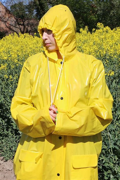 Vinyl Rain Rain Jacket Women Yellow Raincoat Rain Wear