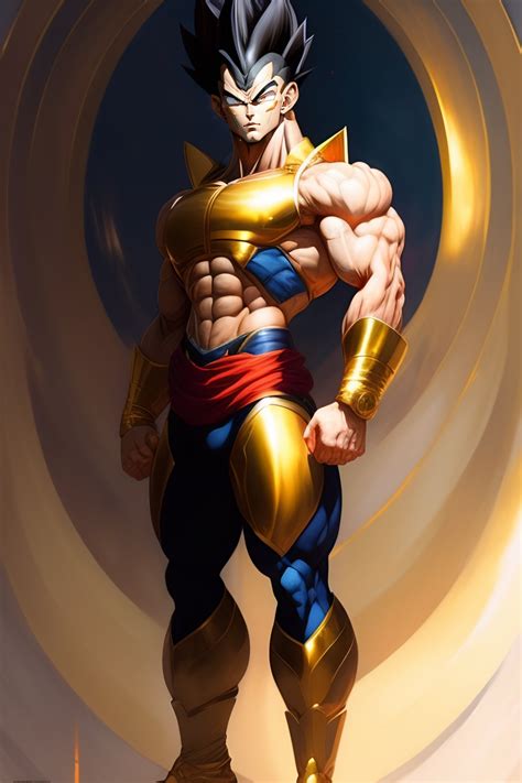 Lexica Full Body Potrait Thin Muscular Vegeta Standing With A