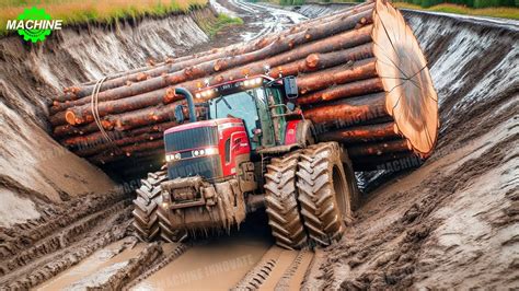 Extreme Dangerous Biggest Wood Logging Truck Operator Skill Working