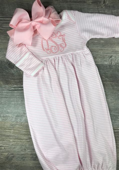 Baby Girl Coming Home Outfit Monogrammed Gown Personalized Etsy