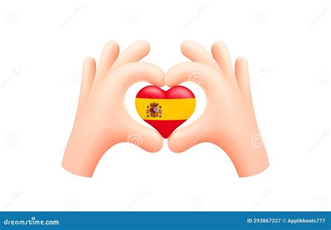 Spain Flag In Form Of Hand Heart National Flag Concept Stock Vector